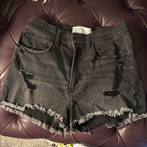 Abercrombie & Fitch high rise, black denim shorts